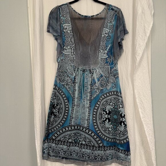 Unity World Wear Dress Size Large Boho Artsy Hippie Stretchy - Picture 6 of 10